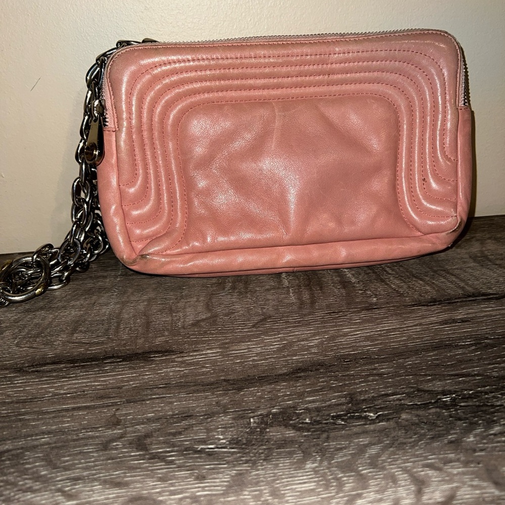 HENRI BENDEL Pink Leather Quilted Camera Bag Crossbody Convertible Chain Strap